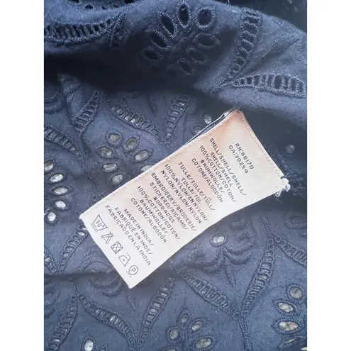 Fleur Wood Lace Tunic Blouse Black Eyelet Small Whimsigoth Dark Academia Fall