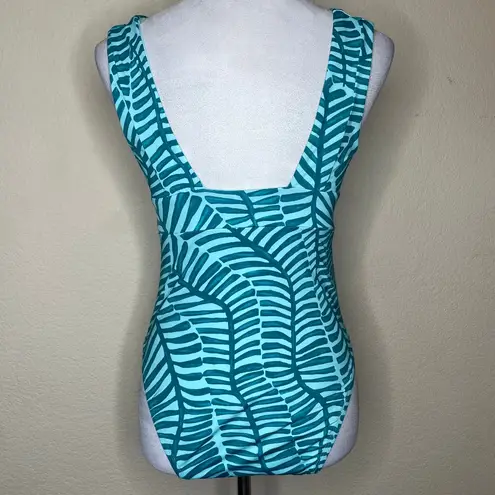 Vitamin A Women's Jade Print Plunge Full Coverage One Piece Swimsuit Sz L NWOT
