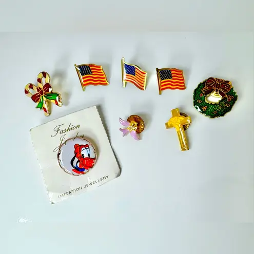 Assorted Enamel Pin Set Red