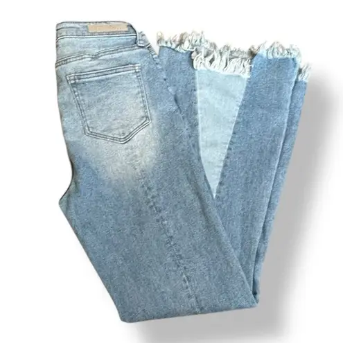 Cello Jeans Cello Light Wash Wide Flare Jeans Size 11 Patchwork Panel Raw Hem Y2K Style