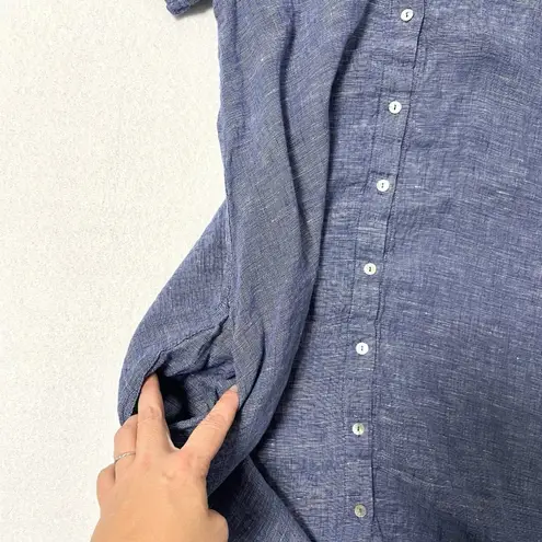 Tahari 100% Linen Shirt Dress Button Down Pockets Coastal Blue size XS
