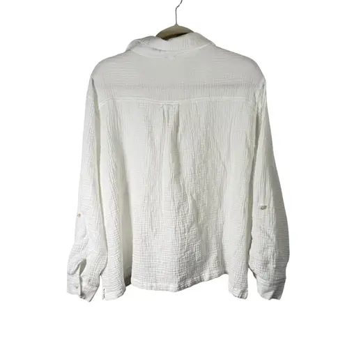 Rip Skirt White Cotton Gauze Popover Shirt 100% Cotton Beach Coverup Womens XXL