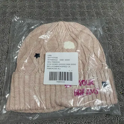 Urban Outfitters  Bella Embroidered Beanie NWT - Pink