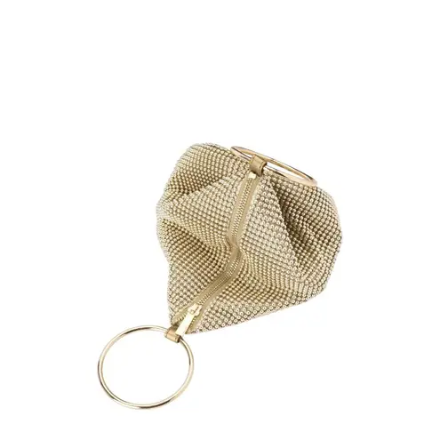 olga berg Bianca Ball Mesh Handle Bag in Gold One Size Womens Clutch evening