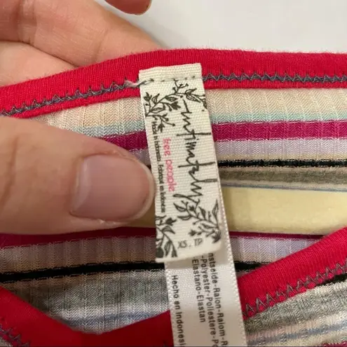 Free People  Striped Ribbed Off Shoulder Bodysuit Womens XS Sweetheart Neckline