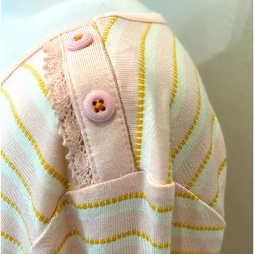 Matilda Jane Womens Sz Medium Peplum Top Dream Chasers True Friend pink/yellow