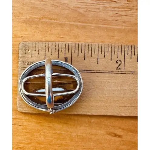 Vintage Oval Striated Amber Laminated Together 925 Sterling Silver 8.62g Size 7 Silver