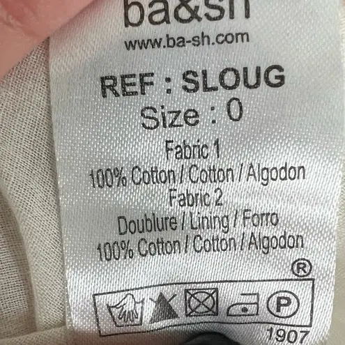 Ba&sh cream lace Pleated 3/4 Sleeve summer cotton Mini Dress