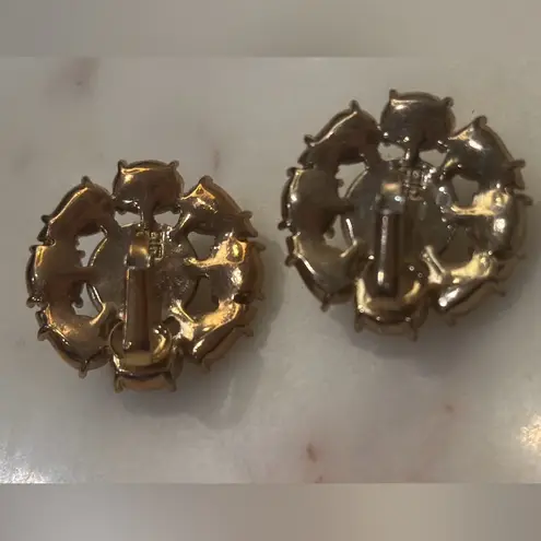 Givenchy Vintage Faux Pearl and Crystal Clip On Statement Earrings