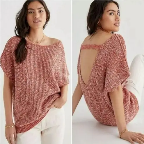 Anthropologie , Pilcro, New Knitted Red Marled Tunic Oversized Top, Medium