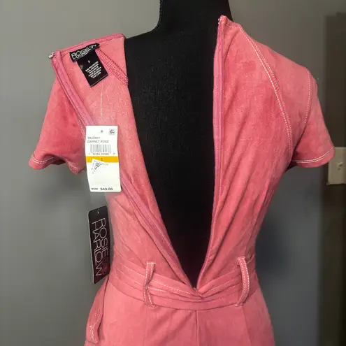 Rosie Harlow Faux Suede Fit &Flare Dress Womens Size Small Stretch Pink Belted