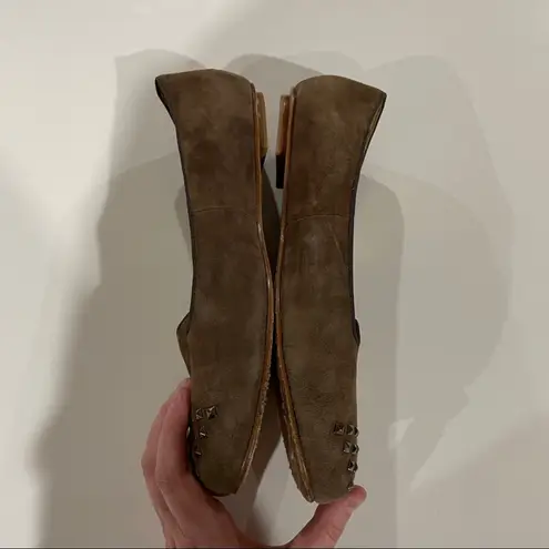 Elaine Turner Brown Leather Studded Flat Loafers Size 10