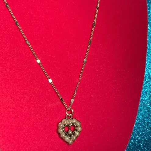 Pearl Encrusted Heart Shine Bead Choker Necklace Jewelry Sterling Silver