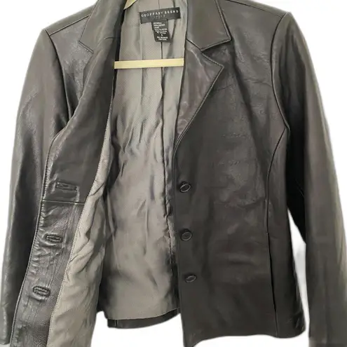 Geoffrey Beene VTG Y2K Sport Women’s Black Leather Button Up Pockets Jacket Sz S - Image 5