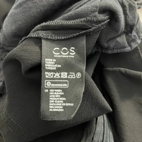 COS Ruffle Waist Paper Bag Wide-Leg Trousers in Black Size US 2