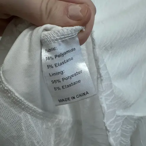 Elegant White Lace Peplum Top Size M