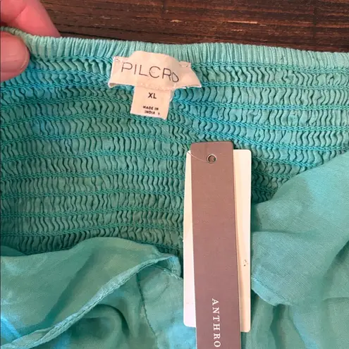 Pilcro Flutter-Sleeve Button-Front Tiered Maxi Dress Mint Green Size XL NWT