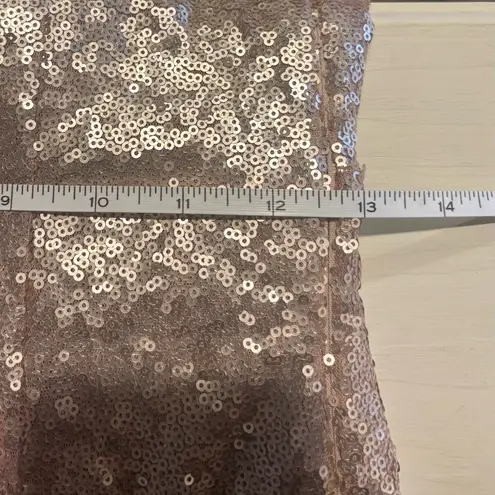 Lulu’s High Neck Cowl Back Maxi Sequin Dress, Gold/Tan, Size S Gold