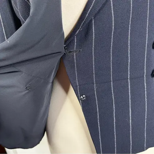 Armani Collezioni Navy Blue Pin Striped Wool Blend Blazer Jacket Size 6