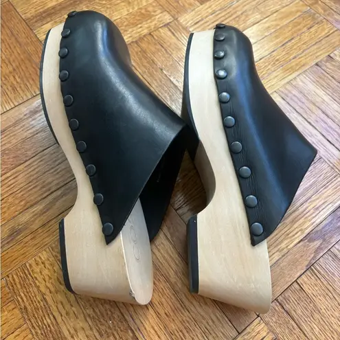 COS Napa Leather Clogs with Sustainab Wooden Sole with Tonal Studs Black Size 8