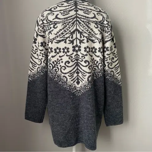 Tivoli of Ireland Nordic Fair Isle Longline Cardigan with Pockets Gray Size M