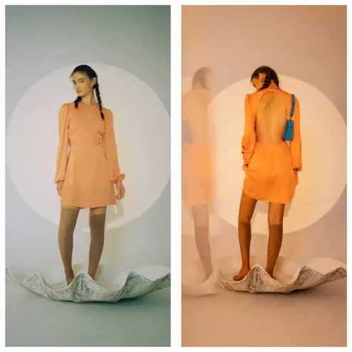 The Wolf Gang Levisa Key Hole Mini Dress Size Small Orange Coral Cocktail Fairy