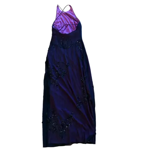 Rimini by Shaw Purple Sequin Halter Gown Size 6 Petite