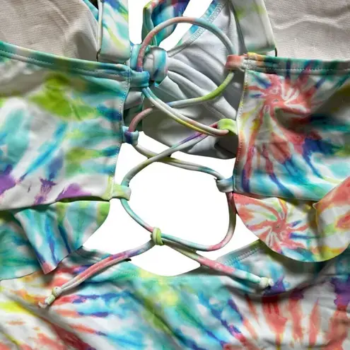 California Sunshine Ruffle Tie Dye Cutout Monokini Swim Bathing Suit NWT Plus 1X