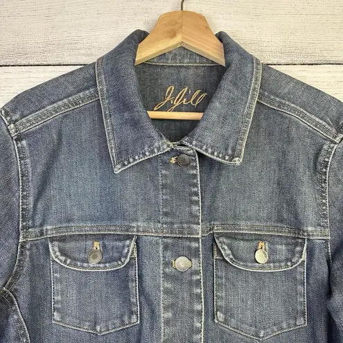 J. Jill Denim Jean Jacket Womens Size Medium Button Down Stretch Blue Med Wash Blue