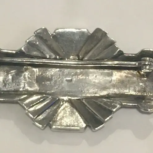 Onyx Art Deco Marcasite Mother of Pearl Silver Pin