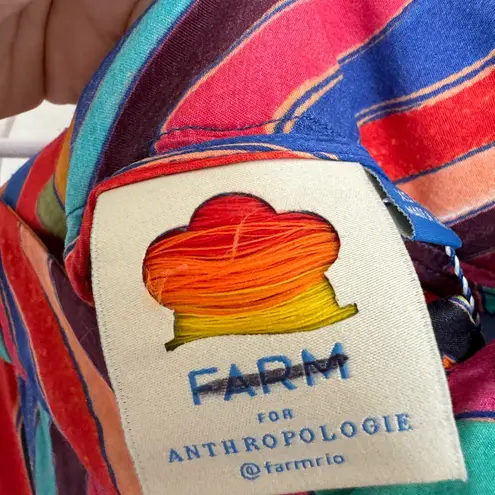 Farm Rio for Anthropologie colorful squiggle stripe wide leg pants size XSP