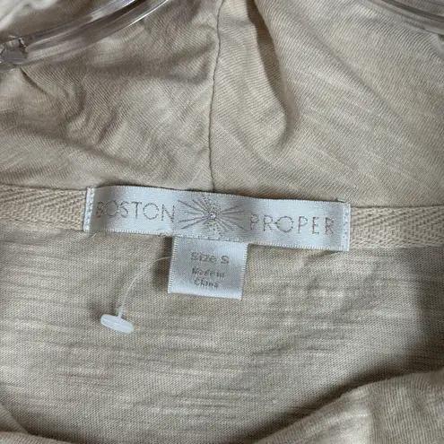 Boston Proper Shirt Womens Small Cream Jersey Knit Hoodie Casual Athleisure