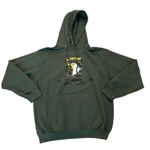 Hunter Green Military Hooded Sweatshirt Size Large