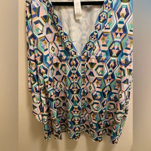 La Blanca Riviera Geometric Print Caftan Cover-Up Size M