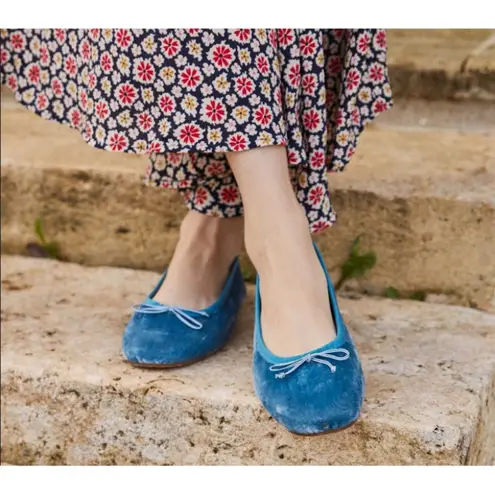 💕DOEN💕 Ballerina Slipper ~ Cerulean Blue Velvet Leather Flats EU 42 US 11 NWT Size undefined