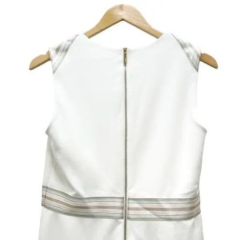 Calvin Klein NWT  Off White Ribbon-Trim A-Line Knee Length Dress Women’s Size 6