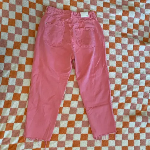 ZARA  Pink High Waisted Straight Leg Crop Jeans