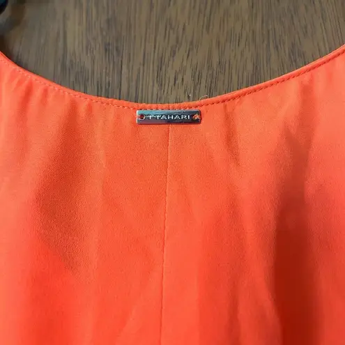 T Tahari NWT  orange sheer button down sleeveless blouse size S!