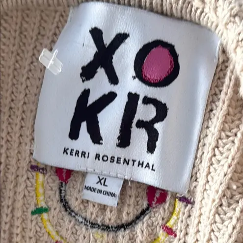 Kerri Rosenthal Ribbed Mid Length Cardigan Oversized with Hoodie and Stritch Pink Size XL