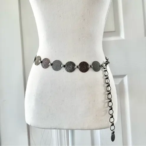 Vintage Metal Mixed Color Hammered Round Coin Plate Chain Link Belt One Size