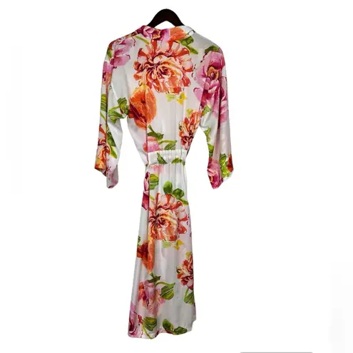 Natori Women’s Classic Colorful Floral Printed Tie Robe Size Medium