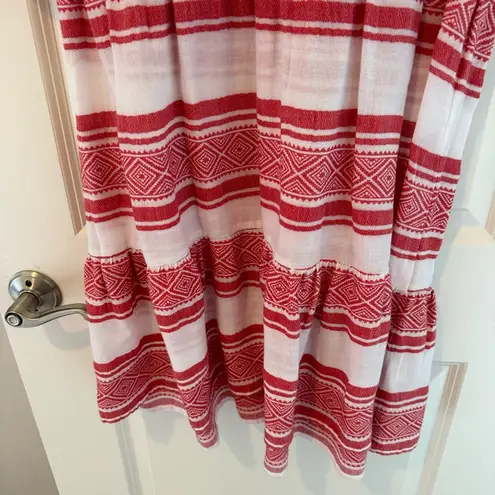 Velvet By Graham And Spencer Janaye Island Jacquard Ruffle Red & White Dress | S