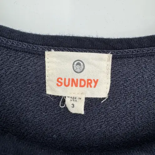 Sundry Rainbow Heart Sweatshirt Size Large Navy Graphic Pullover Crewneck Cozy