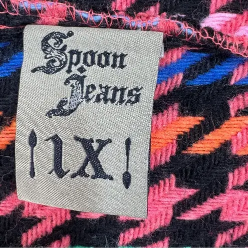 Spoon Jeans Houndstooth Tweed Rainbow Multicolor Shacket 1X Trucker Button