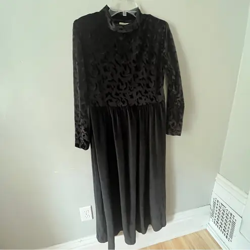 Coldwater Creek Vintage Elegant Black Long Sleeve Dress