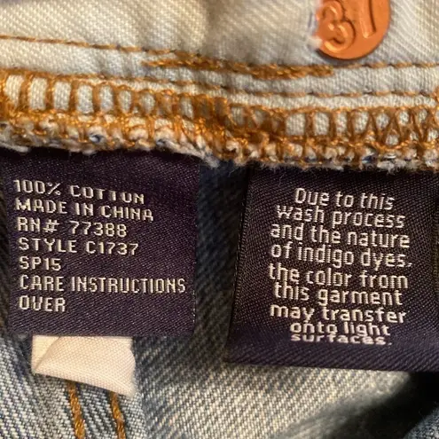 Madewell  blue denim high rise roll leg Mom shorts zip fly size 27