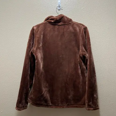 32 Degrees Heat Plush Jacket Red Fleece Zip Up Fuzzy Faux Fur Long Sleeve Sz M