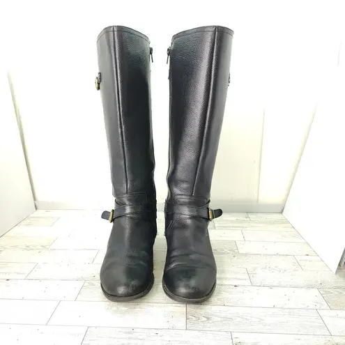 Naturalizer  Black Leather Equestrian Boots Size 8.5 Wide Calf Womens Riding