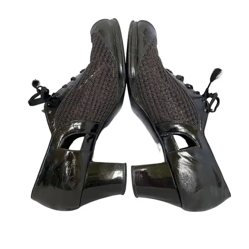 1940s Matrix x Carson Pirie Scott & Co Black Mesh Leather Heeled Oxford Loafers Size 6.5