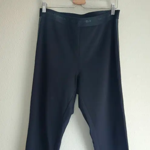 Karl Lagerfeld Women's Leggings Black Size Large Minimalist Logo Band